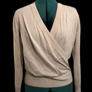 J. Crew Holiday Shimmer Pink faux wrap top EUC wool blend